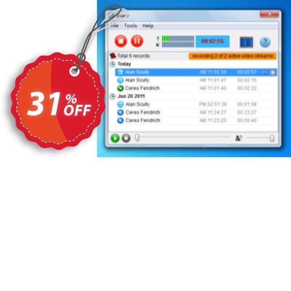 Evaer video recorder for Skype, Professional Coupon, discount Evaer video recorder for Skype - Professional License excellent sales code 2025. Promotion: excellent sales code of Evaer video recorder for Skype - Professional License 2024