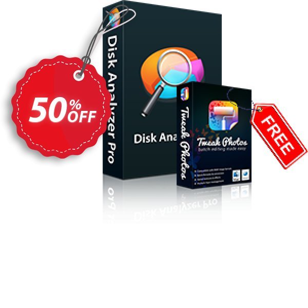 Disk Analyzer Pro, 2 computers Plan  Coupon, discount 50% OFF Disk Analyzer Pro (2 computers license), verified. Promotion: Fearsome offer code of Disk Analyzer Pro (2 computers license), tested & approved