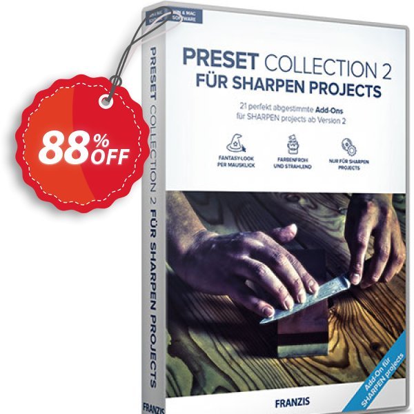 Franzis SHARPEN Preset Collection #2 Coupon, discount 15% OFF Franzis SHARPEN Preset Collection #2, verified. Promotion: Awful sales code of Franzis SHARPEN Preset Collection #2, tested & approved