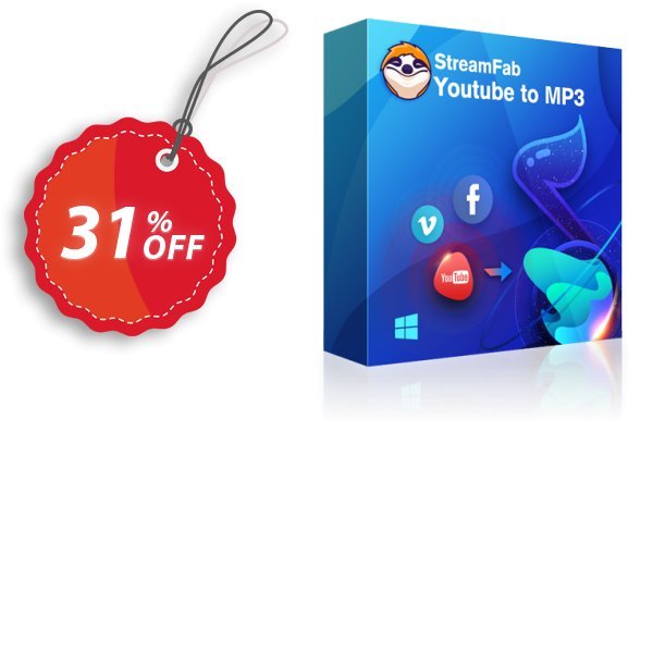 StreamFab YouTube to MP3, Yearly Plan  Coupon, discount 30% OFF StreamFab YouTube to MP3 (1 Year License), verified. Promotion: Special sales code of StreamFab YouTube to MP3 (1 Year License), tested & approved