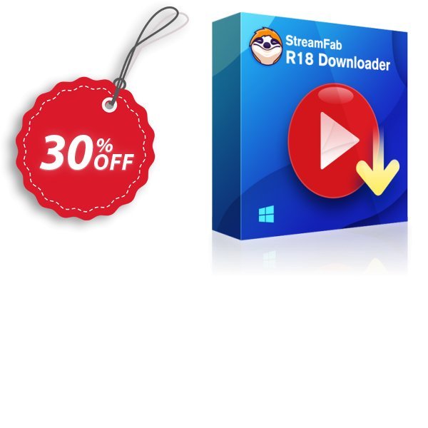 StreamFab R18 Downloader, Monthly Plan  Coupon, discount 30% OFF StreamFab R18 Downloader (1 Month License), verified. Promotion: Special sales code of StreamFab R18 Downloader (1 Month License), tested & approved