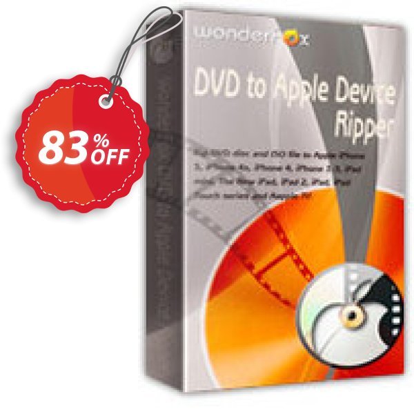 WonderFox DVD to Apple Device Ripper Coupon, discount DVD to Apple 70% OFF. Promotion: super sales code of WonderFox DVD to Apple Device Ripper 2024