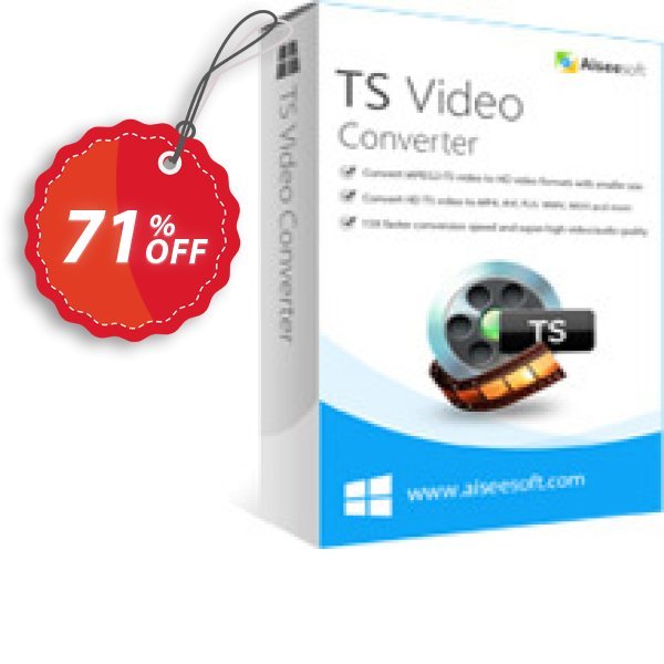 Aiseesoft TS Video Converter Coupon, discount 40% Aiseesoft. Promotion: 40% Off for All Products of Aiseesoft