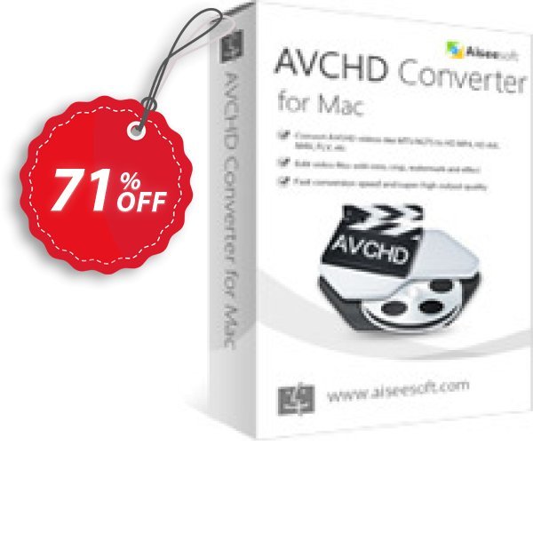 Aiseesoft AVCHD Converter for MAC Coupon, discount 50% Aiseesoft. Promotion: 50% Off for All Products of Aiseesoft