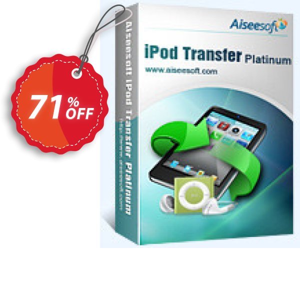 Aiseesoft iPod Transfer Platinum Coupon, discount 40% Aiseesoft. Promotion: 