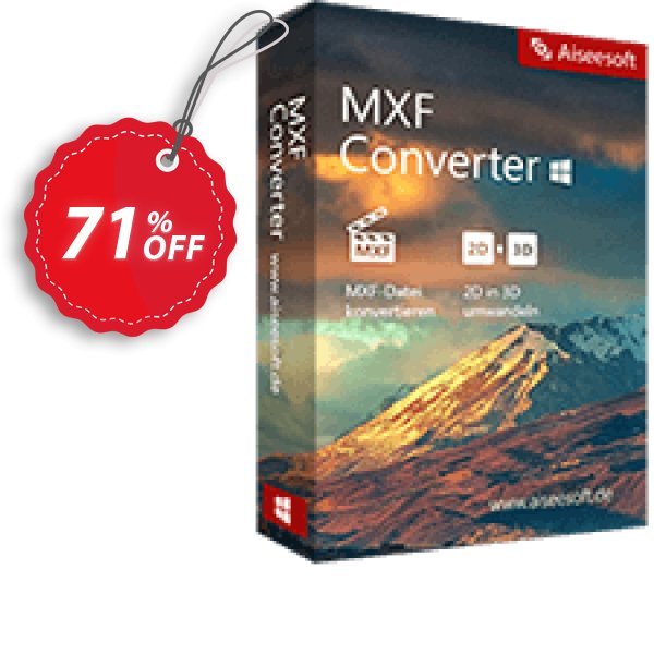 Aiseesoft MXF Converter Coupon, discount Aiseesoft MXF Converter exclusive sales code 2024. Promotion: 40% Off for All Products of Aiseesoft