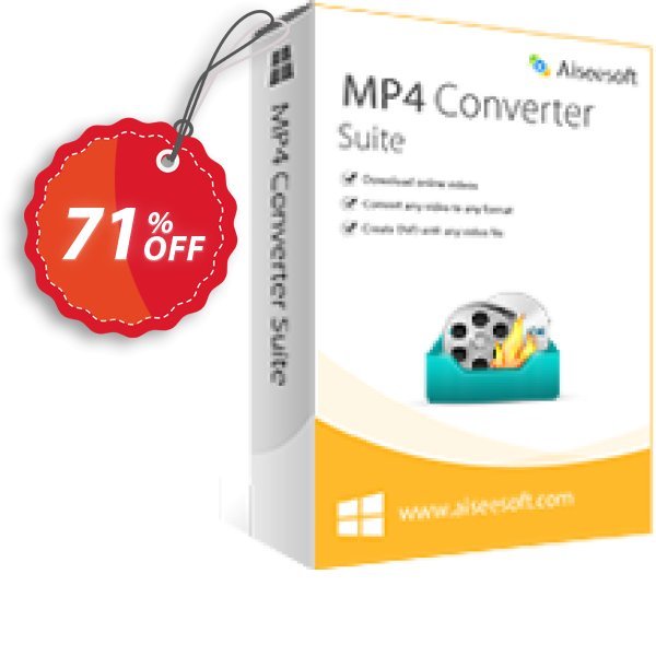 Aiseesoft MP4 Converter Suite Coupon, discount 40% Aiseesoft. Promotion: 