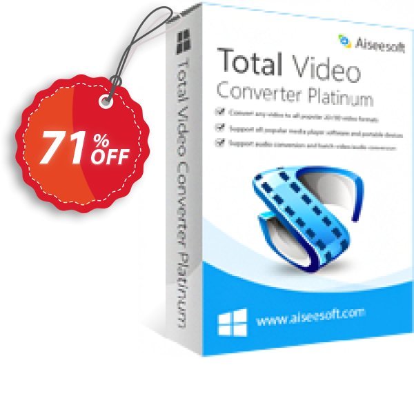 Aiseesoft Total Video Converter Platinum Coupon, discount Aiseesoft Total Video Converter Platinum imposing deals code 2024. Promotion: imposing deals code of Aiseesoft Total Video Converter Platinum 2024