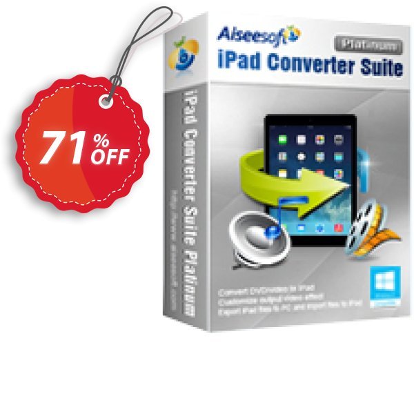 Aiseesoft iPad Converter Suite Platinum Coupon, discount Aiseesoft iPad Converter Suite Platinum best deals code 2025. Promotion: 40% Off for All Products of Aiseesoft