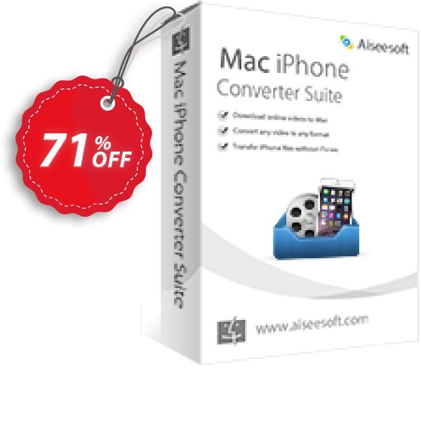 Aiseesoft MAC iPhone Converter Suite Coupon, discount 40% Aiseesoft. Promotion: 