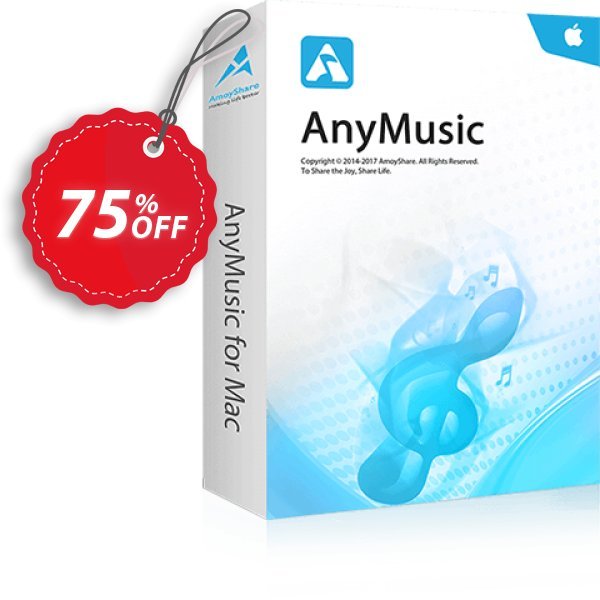 AnyMusic for MAC Lifetime, 5 PCs  Coupon, discount Coupon code AnyMusic Mac Lifetime (5 PCs). Promotion: AnyMusic Mac Lifetime (5 PCs) offer from Amoyshare