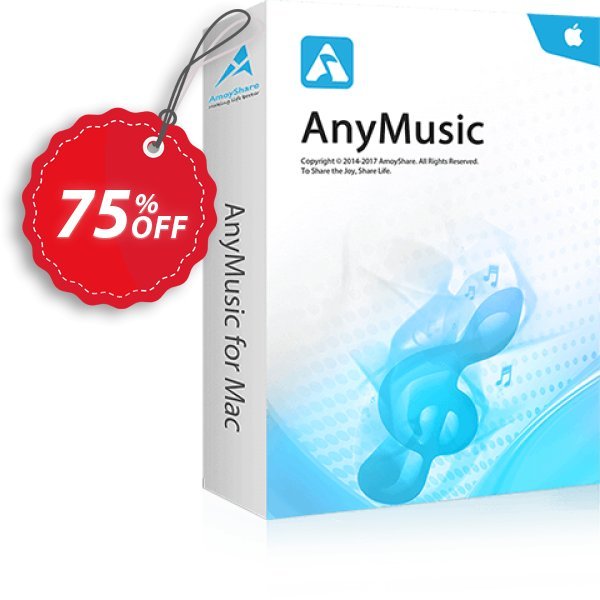 AnyMusic for MAC Lifetime, 5 PCs Coupon, discount Coupon code AnyMusic Mac Lifetime (5 PCs). Promotion: AnyMusic Mac Lifetime (5 PCs) offer from Amoyshare