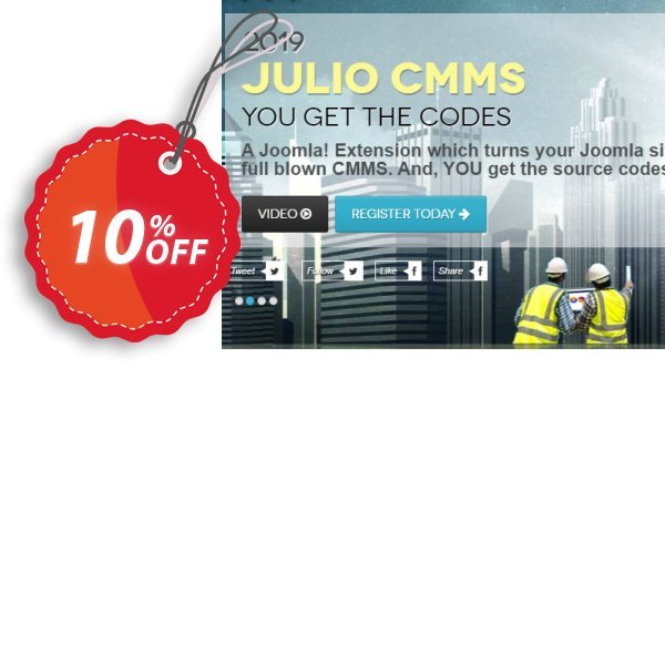 Julio CMMS for Joomla - Enterprise Plan, Upgraded from Starter  Coupon, discount Julio CMMS for Joomla - Enterprise License (Upgraded from Starter) Dreaded sales code 2024. Promotion: Dreaded sales code of Julio CMMS for Joomla - Enterprise License (Upgraded from Starter) 2024
