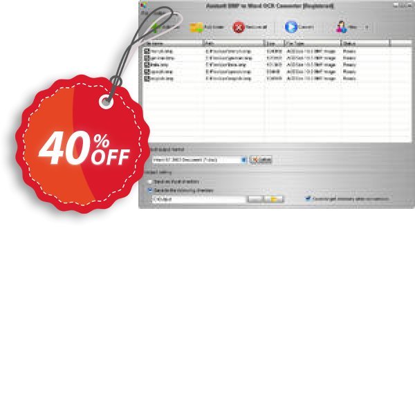 Aostsoft BMP to Word OCR Converter Coupon, discount Aostsoft BMP to Word OCR Converter Stirring offer code 2024. Promotion: Stirring offer code of Aostsoft BMP to Word OCR Converter 2024