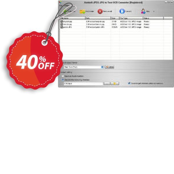 Aostsoft JPEG JPG to Text OCR Converter Coupon, discount Aostsoft JPEG JPG to Text OCR Converter Awful sales code 2024. Promotion: Awful sales code of Aostsoft JPEG JPG to Text OCR Converter 2024