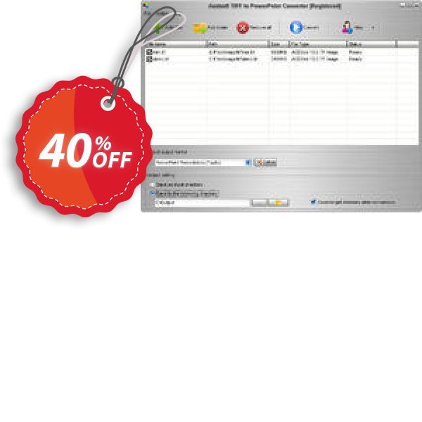 Aostsoft TIFF to PowerPoint Converter Coupon, discount Aostsoft TIFF to PowerPoint Converter Staggering discount code 2024. Promotion: Staggering discount code of Aostsoft TIFF to PowerPoint Converter 2024