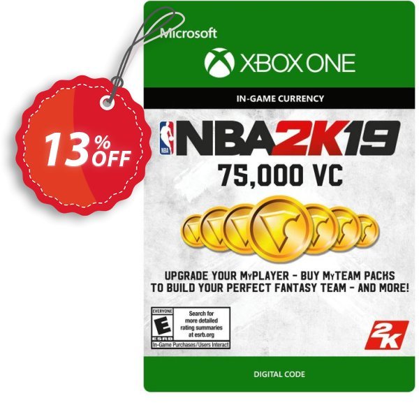NBA 2K19: 75,000 VC Xbox One Coupon, discount NBA 2K19: 75,000 VC Xbox One Deal. Promotion: NBA 2K19: 75,000 VC Xbox One Exclusive offer 