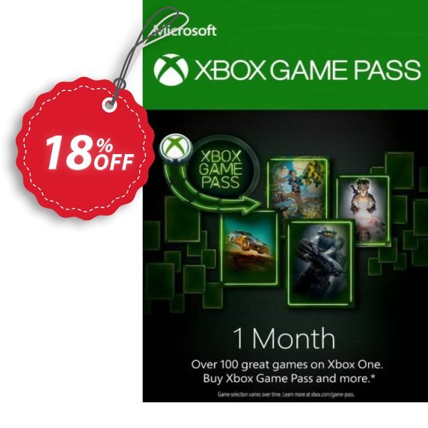 Monthly Xbox Game Pass Xbox One Coupon, discount 1 Month Xbox Game Pass Xbox One Deal. Promotion: 1 Month Xbox Game Pass Xbox One Exclusive offer 