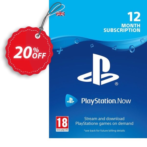 PS Now 12 Month Subscription, UK  Coupon, discount PlayStation Now 12 Month Subscription (UK) Deal. Promotion: PlayStation Now 12 Month Subscription (UK) Exclusive offer 