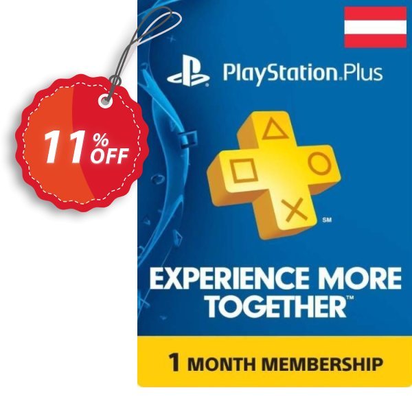 PS Plus - Monthly Subscription, Austria  Coupon, discount Playstation Plus - 1 Month Subscription (Austria) Deal. Promotion: Playstation Plus - 1 Month Subscription (Austria) Exclusive offer 