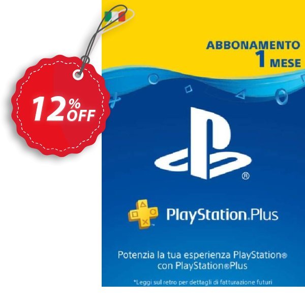 PS Plus - Monthly Subscription, Italy  Coupon, discount Playstation Plus - 1 Month Subscription (Italy) Deal. Promotion: Playstation Plus - 1 Month Subscription (Italy) Exclusive offer 