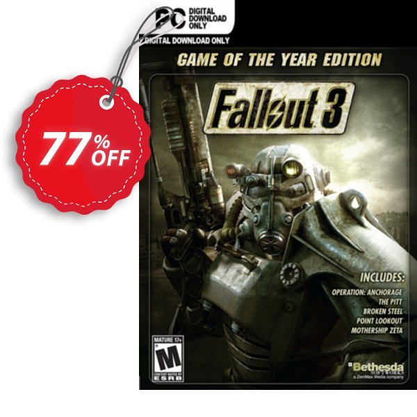 Fallout 3 Game of the Year Edition PC Coupon, discount Fallout 3 Game of the Year Edition PC Deal. Promotion: Fallout 3 Game of the Year Edition PC Exclusive offer 