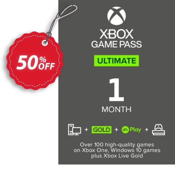 Monthly Xbox Game Pass Ultimate Xbox One / PC Coupon, discount 1 Month Xbox Game Pass Ultimate Xbox One / PC Deal. Promotion: 1 Month Xbox Game Pass Ultimate Xbox One / PC Exclusive offer 