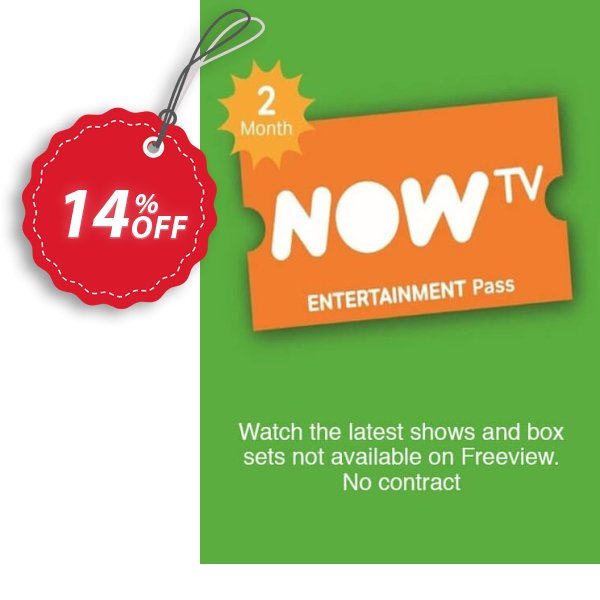 NOW TV - Entertainment 2 Month Pass Coupon, discount NOW TV - Entertainment 2 Month Pass Deal. Promotion: NOW TV - Entertainment 2 Month Pass Exclusive offer 