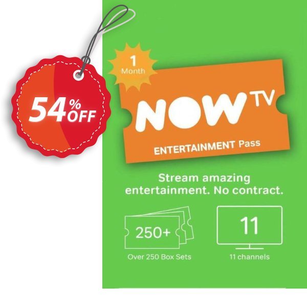 NOW TV - Monthly Entertainment Pass Coupon, discount NOW TV - 1 Month Entertainment Pass Deal. Promotion: NOW TV - 1 Month Entertainment Pass Exclusive offer 