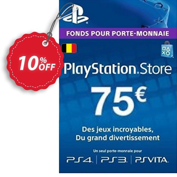 PS Network, PSN Card - 75 EUR, Belgium  Coupon, discount PlayStation Network (PSN) Card - 75 EUR (Belgium) Deal. Promotion: PlayStation Network (PSN) Card - 75 EUR (Belgium) Exclusive offer 