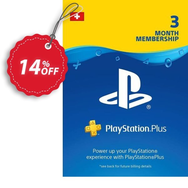 PS Plus, PS+ - 3 Month Subscription, Switzerland  Coupon, discount PlayStation Plus (PS+) - 3 Month Subscription (Switzerland) Deal. Promotion: PlayStation Plus (PS+) - 3 Month Subscription (Switzerland) Exclusive offer 