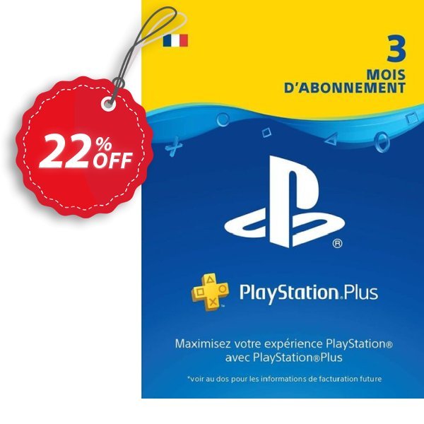 PS Plus, PS+ - 3 Month Subscription, France  Coupon, discount PlayStation Plus (PS+) - 3 Month Subscription (France) Deal. Promotion: PlayStation Plus (PS+) - 3 Month Subscription (France) Exclusive offer 