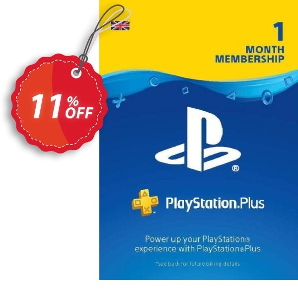 PS Plus, PS+ - Monthly Subscription, UK  Coupon, discount PlayStation Plus (PS+) - 1 Month Subscription (UK) Deal. Promotion: PlayStation Plus (PS+) - 1 Month Subscription (UK) Exclusive offer 