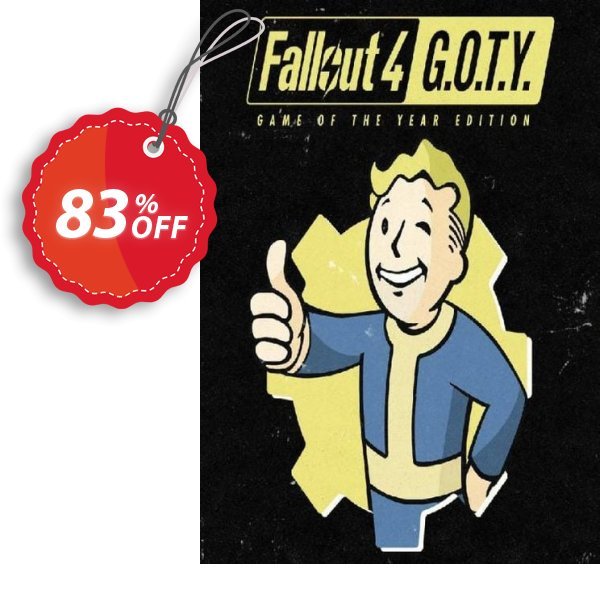 Fallout 4: Game of the Year Edition PC Coupon, discount Fallout 4: Game of the Year Edition PC Deal. Promotion: Fallout 4: Game of the Year Edition PC Exclusive offer 