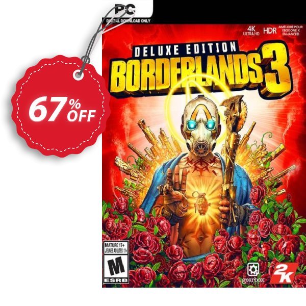 Borderlands 3 Deluxe Edition PC + DLC, EU  Coupon, discount Borderlands 3 Deluxe Edition PC + DLC (EU) Deal. Promotion: Borderlands 3 Deluxe Edition PC + DLC (EU) Exclusive offer 