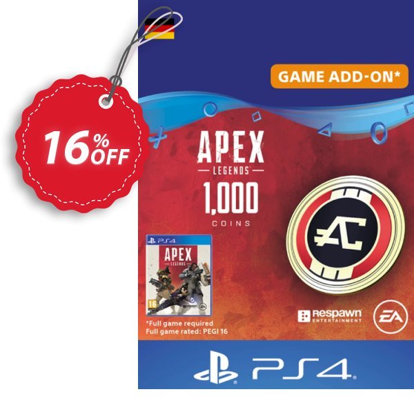 Apex Legends 1000 Coins PS4, Germany  Coupon, discount Apex Legends 1000 Coins PS4 (Germany) Deal. Promotion: Apex Legends 1000 Coins PS4 (Germany) Exclusive Easter Sale offer 