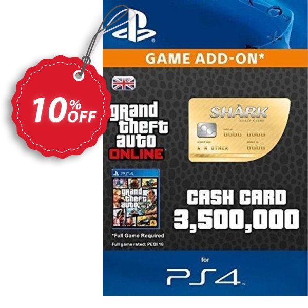 Grand Theft Auto Online, GTA V 5 : Whale Shark Cash Card PS4 Coupon, discount Grand Theft Auto Online (GTA V 5): Whale Shark Cash Card PS4 Deal. Promotion: Grand Theft Auto Online (GTA V 5): Whale Shark Cash Card PS4 Exclusive Easter Sale offer 