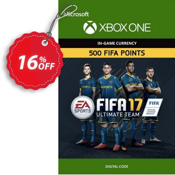 Fifa 17 - 500 FUT Points, Xbox One  Coupon, discount Fifa 17 - 500 FUT Points (Xbox One) Deal. Promotion: Fifa 17 - 500 FUT Points (Xbox One) Exclusive Easter Sale offer 