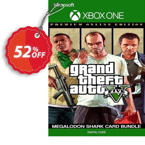 Grand Theft Auto V 5 Premium Online Edition and Megalodon Shark Card Bundle Xbox One, UK  Coupon, discount Grand Theft Auto V 5 Premium Online Edition and Megalodon Shark Card Bundle Xbox One (UK) Deal. Promotion: Grand Theft Auto V 5 Premium Online Edition and Megalodon Shark Card Bundle Xbox One (UK) Exclusive Easter Sale offer 