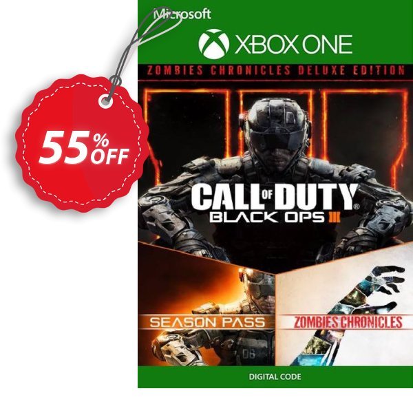 Call of Duty: Black Ops III - Zombies Deluxe Xbox One, UK  Coupon, discount Call of Duty: Black Ops III - Zombies Deluxe Xbox One (UK) Deal. Promotion: Call of Duty: Black Ops III - Zombies Deluxe Xbox One (UK) Exclusive Easter Sale offer 