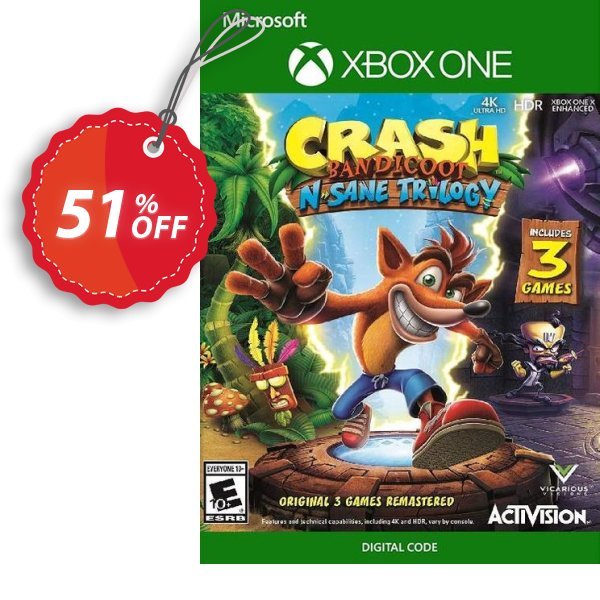 Crash Bandicoot N. Sane Trilogy Xbox One, US  Coupon, discount Crash Bandicoot N. Sane Trilogy Xbox One (US) Deal. Promotion: Crash Bandicoot N. Sane Trilogy Xbox One (US) Exclusive Easter Sale offer 