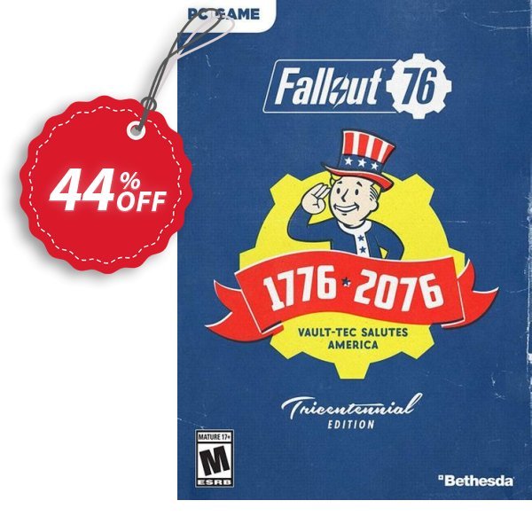 Fallout 76 Tricentennial Edition PC, US/CA  Coupon, discount Fallout 76 Tricentennial Edition PC (US/CA) Deal. Promotion: Fallout 76 Tricentennial Edition PC (US/CA) Exclusive Easter Sale offer 