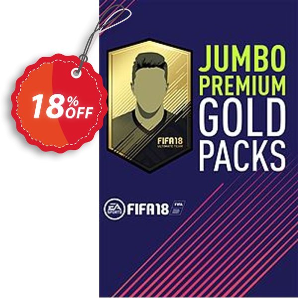 FIFA 18 - Jumbo Premium Gold Packs PC Coupon, discount FIFA 18 - Jumbo Premium Gold Packs PC Deal. Promotion: FIFA 18 - Jumbo Premium Gold Packs PC Exclusive Easter Sale offer 