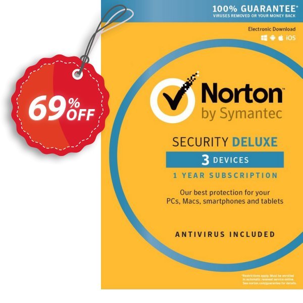 Norton Security Deluxe - 1 User 3 Devices Coupon, discount Norton Security Deluxe - 1 User 3 Devices Deal. Promotion: Norton Security Deluxe - 1 User 3 Devices Exclusive Easter Sale offer 