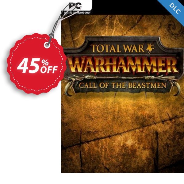Total War WARHAMMER – Call of the Beastmen Campaign Pack DLC Coupon, discount Total War WARHAMMER – Call of the Beastmen Campaign Pack DLC Deal. Promotion: Total War WARHAMMER – Call of the Beastmen Campaign Pack DLC Exclusive Easter Sale offer 