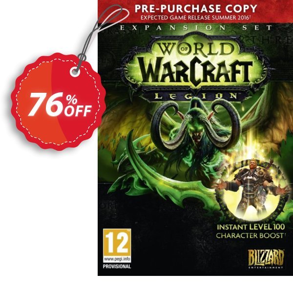 World of Warcraft, WoW : Legion PC/MAC, EU  Coupon, discount World of Warcraft (WoW): Legion PC/Mac (EU) Deal. Promotion: World of Warcraft (WoW): Legion PC/Mac (EU) Exclusive Easter Sale offer 