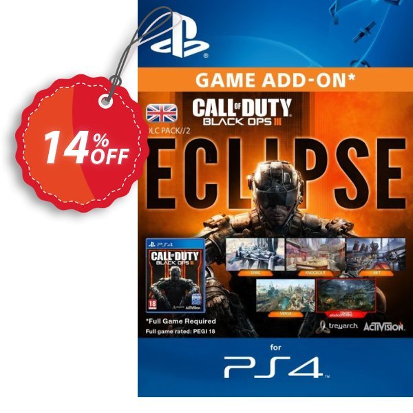 Call of Duty, COD Black Ops III 3 Eclipse DLC PS4 Coupon, discount Call of Duty (COD) Black Ops III 3 Eclipse DLC PS4 Deal. Promotion: Call of Duty (COD) Black Ops III 3 Eclipse DLC PS4 Exclusive Easter Sale offer 