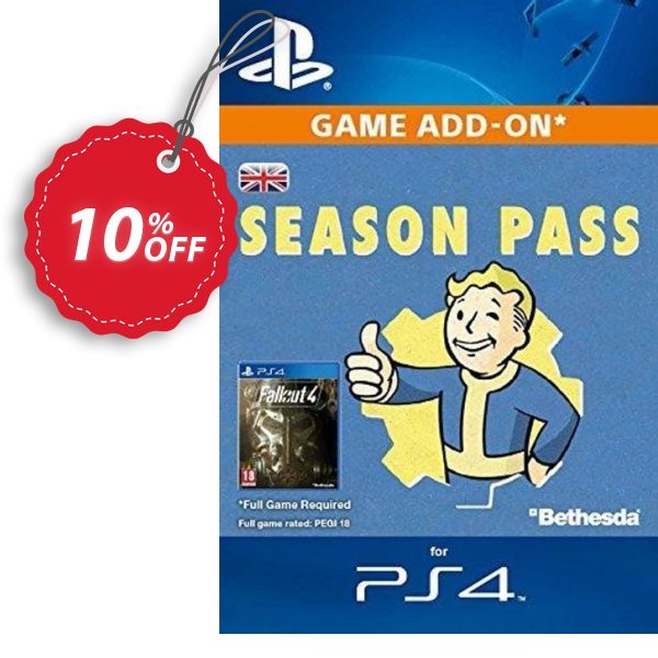 Fallout 4 Season Pass, PS4  Coupon, discount Fallout 4 Season Pass (PS4) Deal. Promotion: Fallout 4 Season Pass (PS4) Exclusive Easter Sale offer 