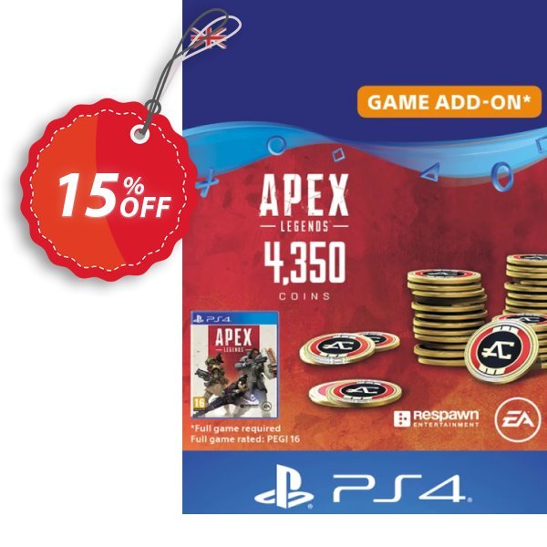 Apex Legends 4350 Coins PS4, UK  Coupon, discount Apex Legends 4350 Coins PS4 (UK) Deal. Promotion: Apex Legends 4350 Coins PS4 (UK) Exclusive Easter Sale offer 