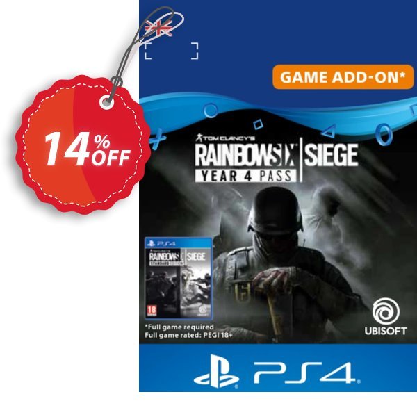 Tom Clancy's Rainbow Six Siege - Year 4 Pass PS4, UK  Coupon, discount Tom Clancy's Rainbow Six Siege - Year 4 Pass PS4 (UK) Deal. Promotion: Tom Clancy's Rainbow Six Siege - Year 4 Pass PS4 (UK) Exclusive Easter Sale offer 